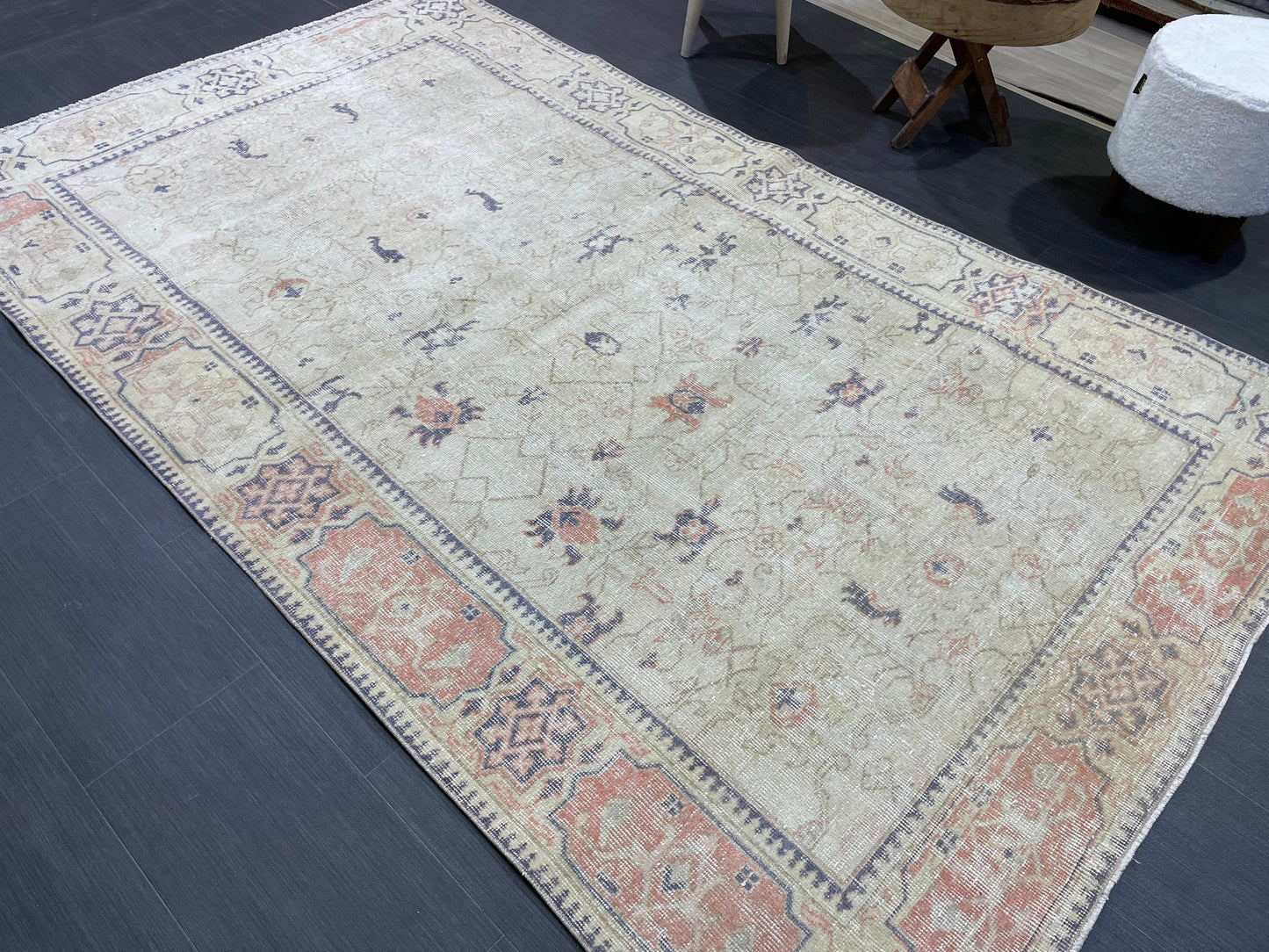 Distressed Persian Rug, Vintage 5 x 8.3 Rug, Handmade Rug, Antique Rug, Rustic Rug, Turkish Rug, Farmhouse Rug, Wool rug