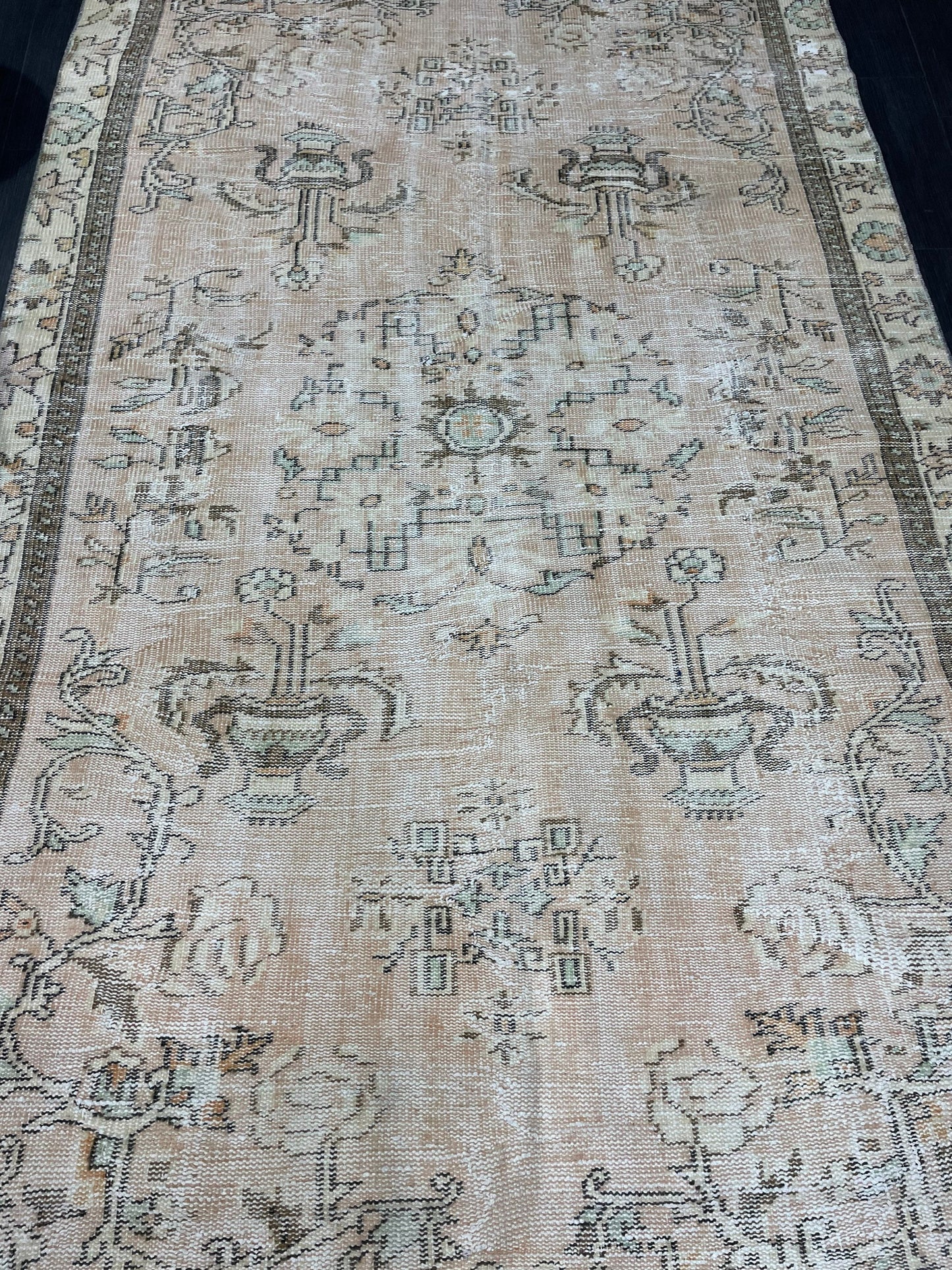 Turkish Rug, Distressed 6.6 x 9.4 Vintage Rug, Oushak Rug, Wool Oriental Rugs, Handmade Rug, Persian Rug, Vintage Turkish Rug, Farmhouse Rug
