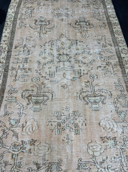 Turkish Rug, Distressed 6.6 x 9.4 Vintage Rug, Oushak Rug, Wool Oriental Rugs, Handmade Rug, Persian Rug, Vintage Turkish Rug, Farmhouse Rug