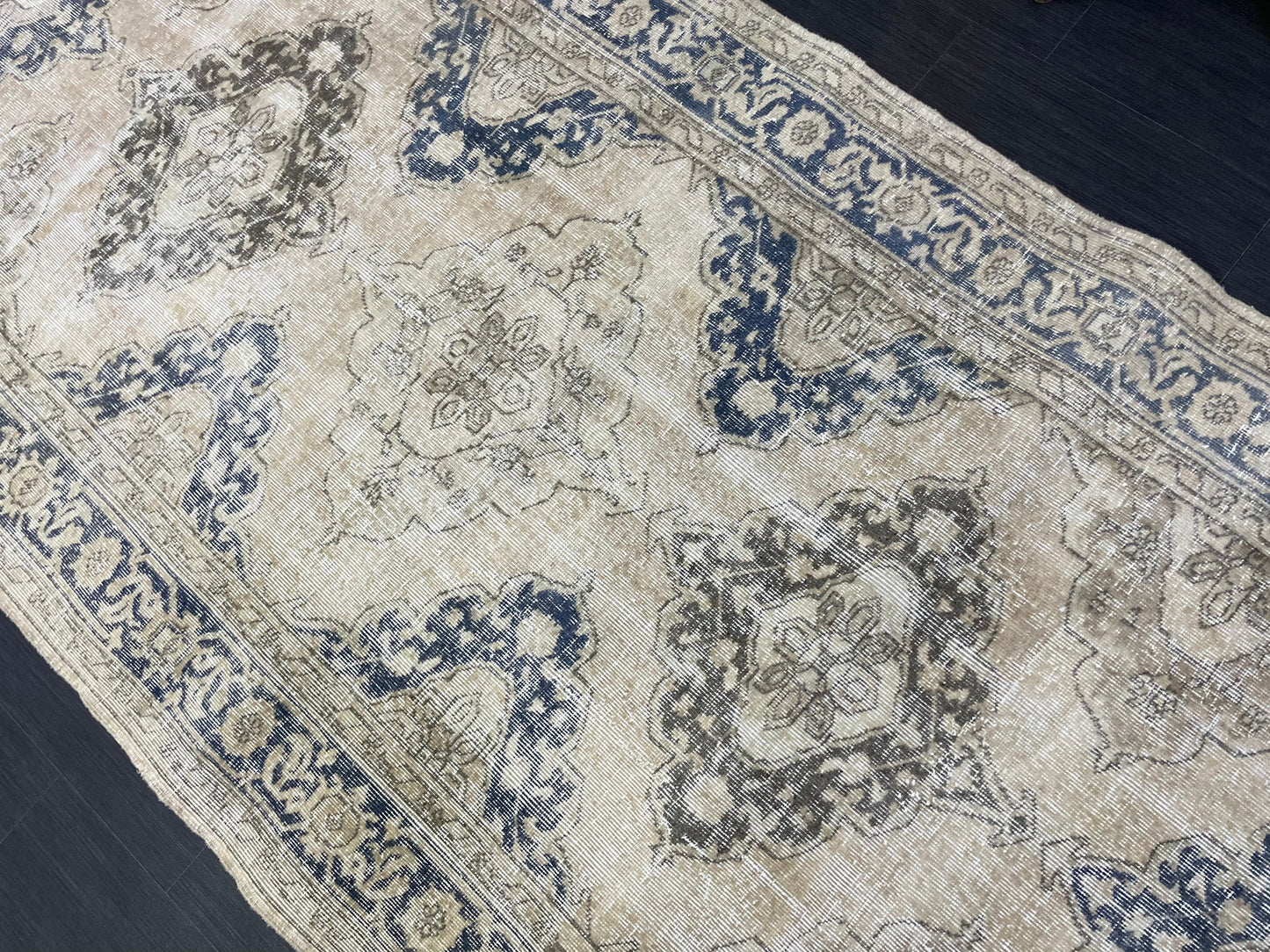 Muted Oushak Runner Rug, Muted Vintage 4.8 x 11.7 Runner Rug, Hallway Runner Rug, Kitchen Runner Rug Wool Runner Rug, Handmade Runner Rug