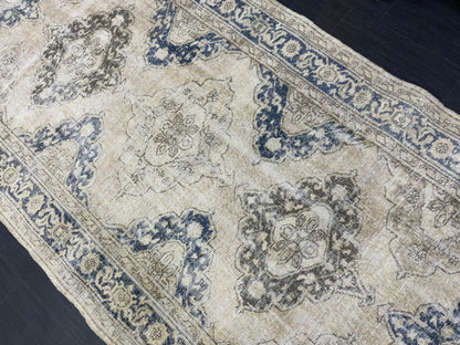 Muted Oushak Runner Rug, Muted Vintage 4.8 x 11.7 Runner Rug, Hallway Runner Rug, Kitchen Runner Rug Wool Runner Rug, Handmade Runner Rug