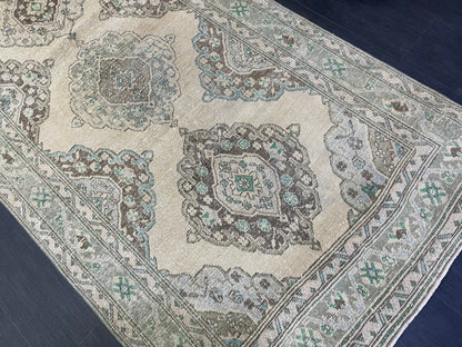 Muted Persian Runner Rug, Muted Vintage 4.7 x 12.5 Runner Rug, Hallway Runner Rug, Kitchen Runner Rug Wool Runner Rug, Handmade Runner Rug