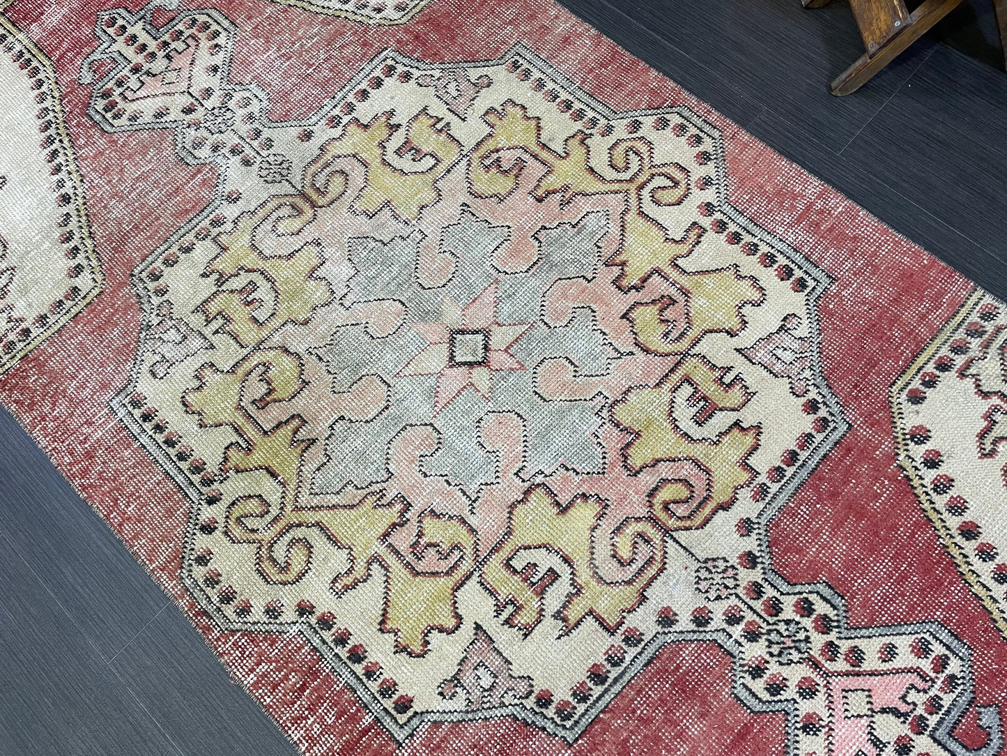 Turkish Rug, 3.3 x 7.7 Vintage Rug,Handmade Oushak Rug, Farmhouse Rug, Wool Hand Knotted Rug, Traditional Rug, Vintage Turkish Rug