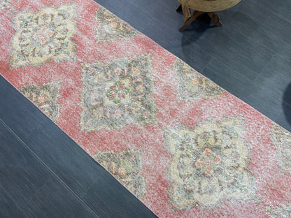 Turkish Runner Rug, Hand Knotted 2.8 x 12.7 Runner Rug, Vintage Runner Rug, Hallway Runner Rug, Persian Kitchen Runner Rug,Handmade Runner