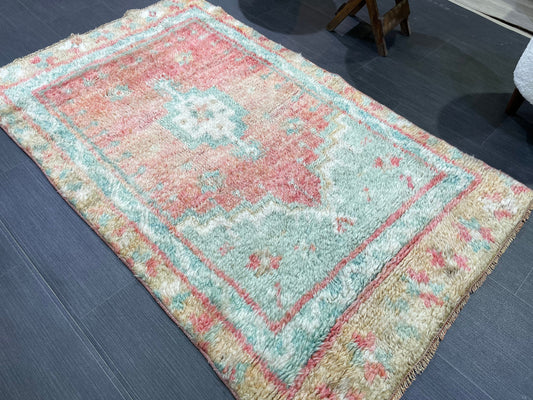 Antique Wool Rug, Vintage Shaggy 3x5 Rug, High Wool Pile Rug,  Plush Rug, Handmade Rug, Hand Knotted Rug, Turkish Rug, Nomad Rug, Rear Rug,