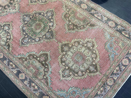 Vintage Runner rug, Persian 5 x 12.6  Runner RUG, TURKISH Runner, Pink Runner Rug, Turkish Oushak Rug, Wool Runner Rugs, Handmade Runner