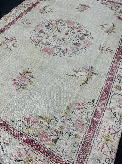 Distressed RUG, Vintage 6.2 x 9.3 Rug, Oushak Rug, Handmade Rug, Turkish Rug, Antique Rug, Farmhouse  Rug, Persian Rug,Rustic Rug