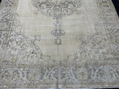 Muted Vintage rug, Muted Persian 7.5 x 11.5 Rug, turkish Rug, Oushak rug, Antique Rug, Distressed Handmade Rug, Hand Knotted wool Rug,