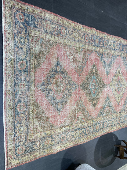 Muted Oriental Runner Rug 4.10 x 11.2 , Turkish Runner Rug, Vintage Runner Rug Hallway Runner Rug Kitchen Runner Rug Persian Wool Runner Rug