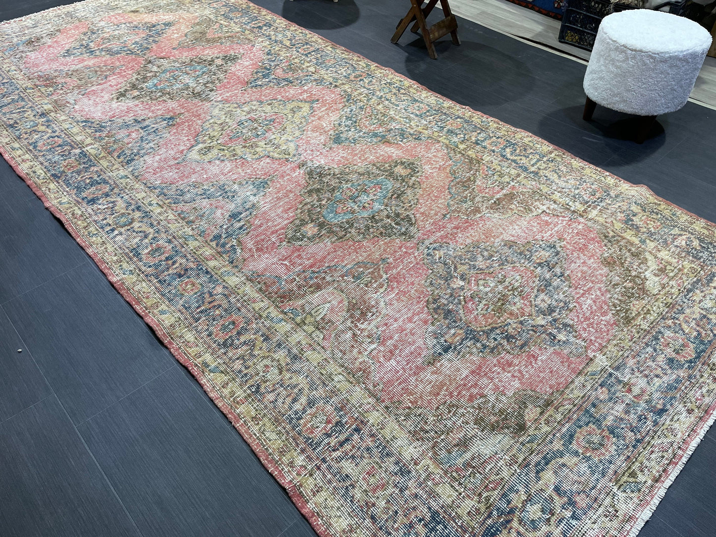 Muted Oriental Runner Rug 4.10 x 11.2 , Turkish Runner Rug, Vintage Runner Rug Hallway Runner Rug Kitchen Runner Rug Persian Wool Runner Rug