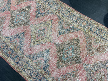 Muted Oriental Runner Rug 4.10 x 11.2 , Turkish Runner Rug, Vintage Runner Rug Hallway Runner Rug Kitchen Runner Rug Persian Wool Runner Rug