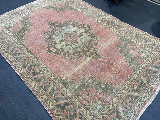 Handmade Rug, Vintage 4.4 x 6.4 Turkish Rug, Persian Rug, NATURAL Wool Rug, Living Room Rug, Oushak Rug, Hand Knotted Rug, Kitchen Rug,