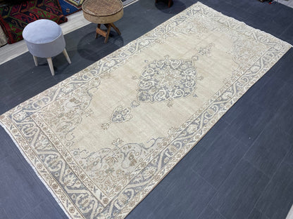 Handmade Rug, Vintage 4.9 x 10 Turkish Rug, Persian Rug, NATURAL Wool Rug, Living Room Rug, Oushak Rug, Hand Knotted Rug, Kitchen Rug,