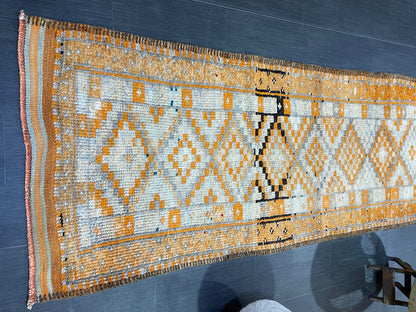 MUTED Staircase Runner Rug, 3.2 x 13.2 Vintage Turkish Runner, XL Vintage Oriental Runner Rug, Oushak Runner Rug, Plush Soft Wool Runner