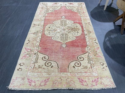 Handmade Rug, Antique Rug, Vintage 2.8 x 5 Rug, Turkish Wool Rug, Oushak Rug, Hand Knotted Rug, Persian Rug,