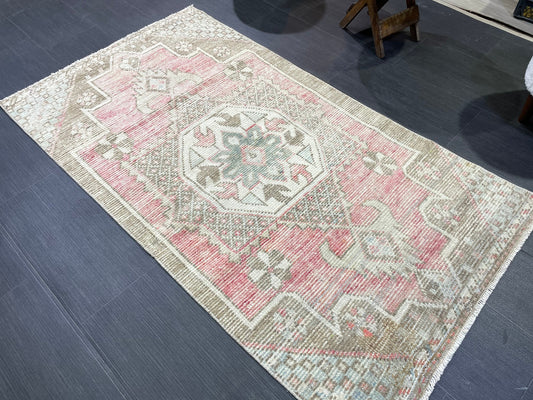 Handmade 3x5.6 Rug, Eclectic Rug, ShabbyChic Rug,Rustic Rug,Bohemian Rug, OUSHAK Rug, Turkish Rug, Farmhouse Rug,Vintage Rug, Minimalist Rug