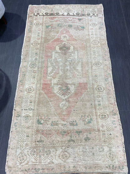 Vintage Turkish RUG, Muted Oushak Rug, 3 x 5.8 Vintage Rug, Antique Rug, Handmade Rug, Hand Knotted Rug Bohemian Rug Wool Rug