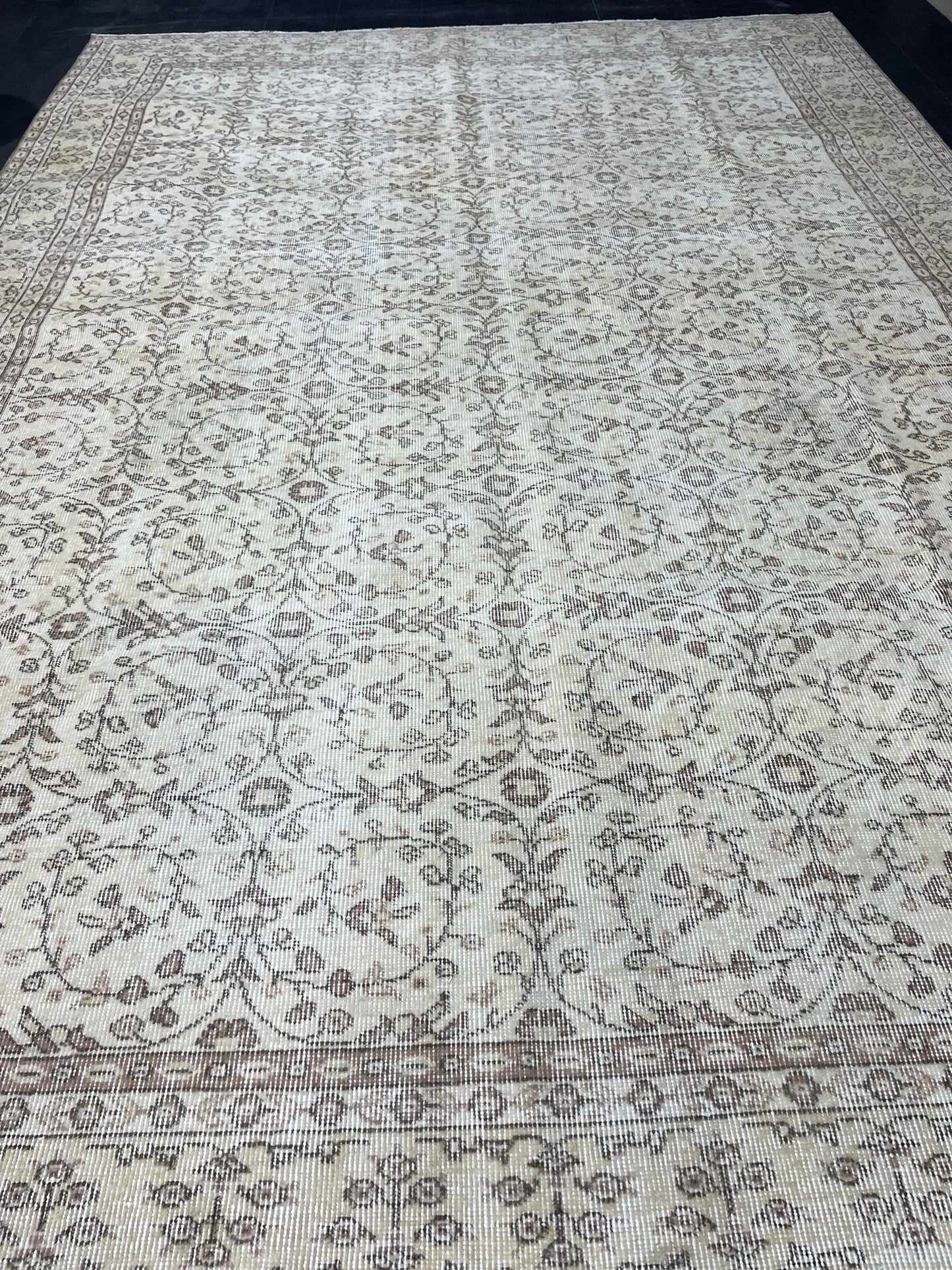 Neutral RUG, TURKISH 6.10 x 10 Rug, Vintage Rug, Natural Wool Oushak Rug, Handmade Persian Rug, Vintage Turkish Rug, Neutral Oriental rug