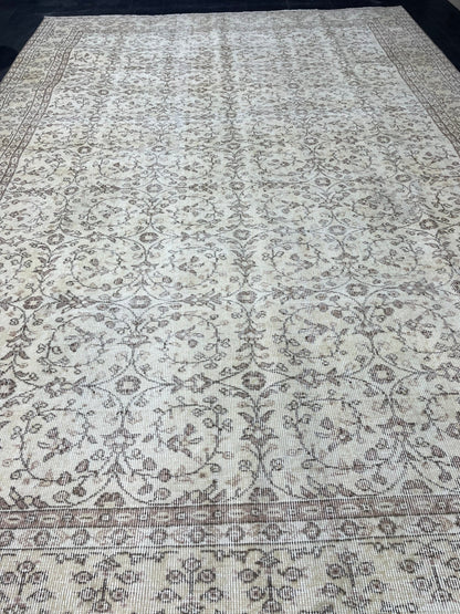 Neutral RUG, TURKISH 6.10 x 10 Rug, Vintage Rug, Natural Wool Oushak Rug, Handmade Persian Rug, Vintage Turkish Rug, Neutral Oriental rug