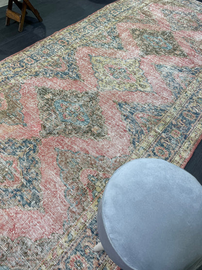 Muted Oriental Runner Rug 4.10 x 11.2 , Turkish Runner Rug, Vintage Runner Rug Hallway Runner Rug Kitchen Runner Rug Persian Wool Runner Rug