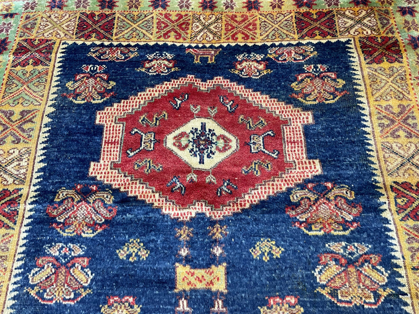 Antique RUG, Turkish Oushak 5 x 8.3 Rug, One Of A Kind Rug, Vintage Persian Rug, Blue Vintage Rug, Fine Wool Unique Rug, Rear Turkish Rug,
