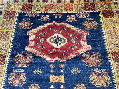 Antique RUG, Turkish Oushak 5 x 8.3 Rug, One Of A Kind Rug, Vintage Persian Rug, Blue Vintage Rug, Fine Wool Unique Rug, Rear Turkish Rug,