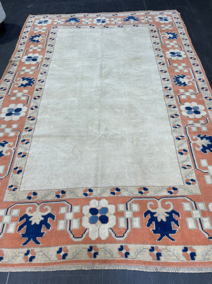 Muted Vintage RUG, Turkish Oushak Rug, Antique 5.9 x 8.7 Rug, Vintage Wool Rug, Handmade Rug, Hand Knotted Rug, Meditation Rug, Fun Rug