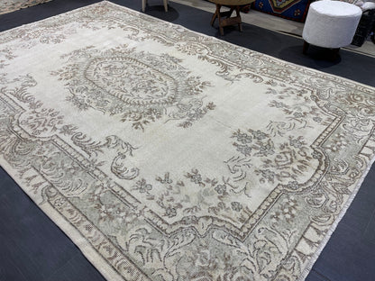 Large Area OUSHAK RUG, TURKISH 6.4 x 10 Rug, Muted Vintage  Rug, Handmade Rug, Antique Hand Knotted Rug, Persian Rug, Muted Oriental rug