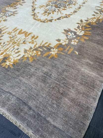 Vintage Rug, Persian 5.2 x 8.8 Rug, All Wool Hand Knotted Rug, HANDMADE Rug, Vintage Turkish Rug, Oushak Rug, Grey Wool Rug