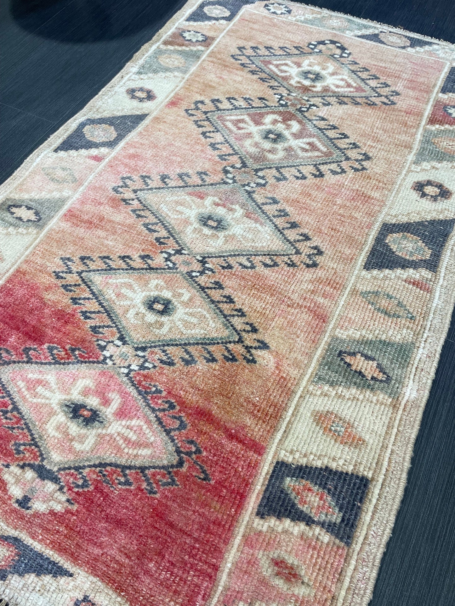 Blue Vintage Rug 2.6 x 4.2 Rug  Oushak Rug, Wool Oriental Rug Hand Made Rug Persian Rug, Vintage Turkish Rug Hand Knotted Wool Rug