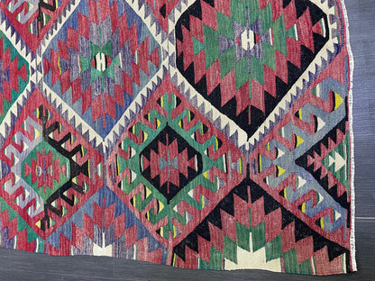Vintage Handmade 5 x 9.4 Rug, Flatwoven Oushak Rug, Rustic Rug, Flat Weave Rug, Turkish KILIM Rug, Farmhouse Rug, Vintage Wool rug