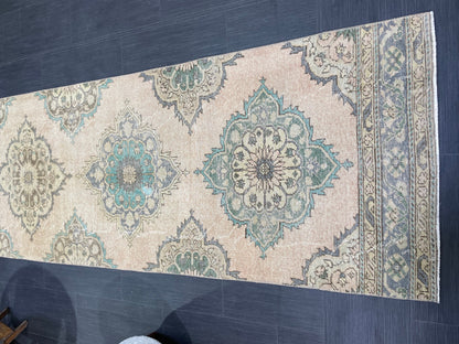 Distressed VINTAGE Rugs, Handmade Runner Rug, Oushak 2.9 x 12.2 Rug, Rustic Runner Rug, Antique Rug, Turkish Rug, Farmhouse Rug, Wool rug