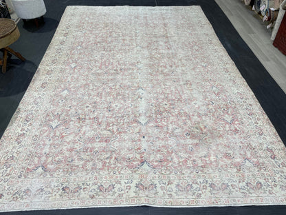 Large Distressed OUSHAK RUG, TURKISH 6.8 x 9.10 Rug Vintage Rug Vintage Persian Rug Wool Oriental Rug, Handmade Rug, Vintage Turkish Rug