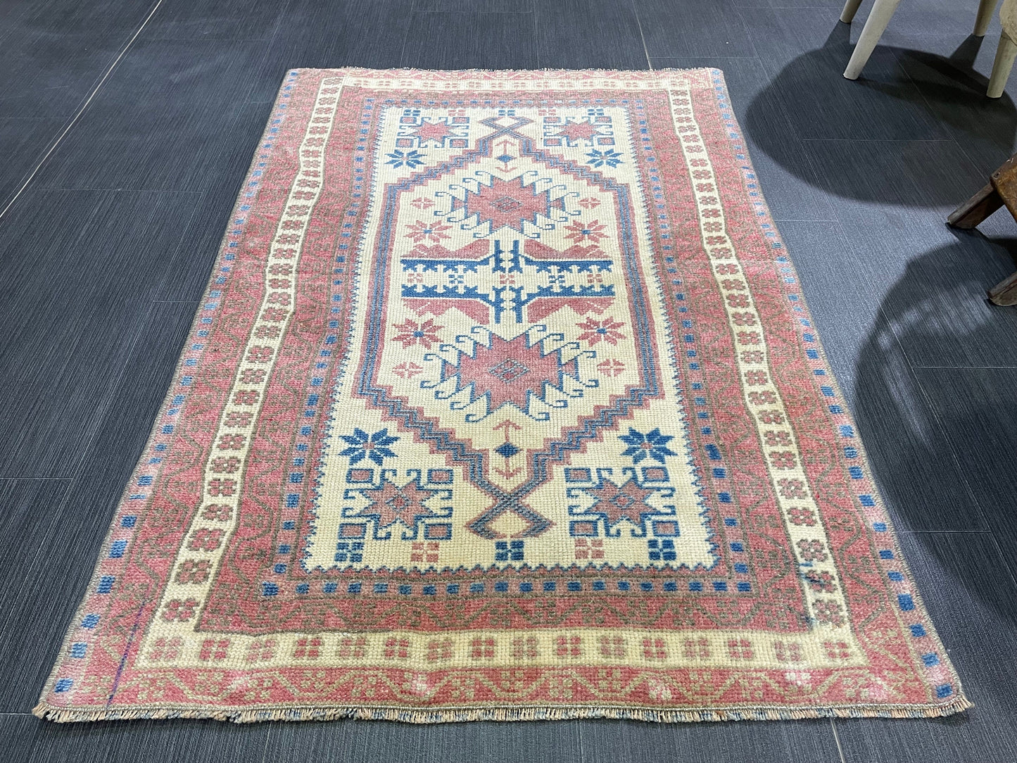 Handmade Rug, Oushak 2.6 x 3.8 Rug, Rustic Rug,Turkish Rug, Farmhouse Rug, Vintage Rug, Wool rug