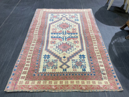 Handmade Rug, Oushak 2.6 x 3.8 Rug, Rustic Rug,Turkish Rug, Farmhouse Rug, Vintage Rug, Wool rug