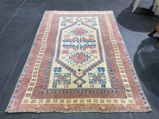 Handmade Rug, Oushak 2.6 x 3.8 Rug, Rustic Rug, Bohemian Rug, Rug Runner, Turkish Rug, Farmhouse Rug, Vintage Rug, Wool rug