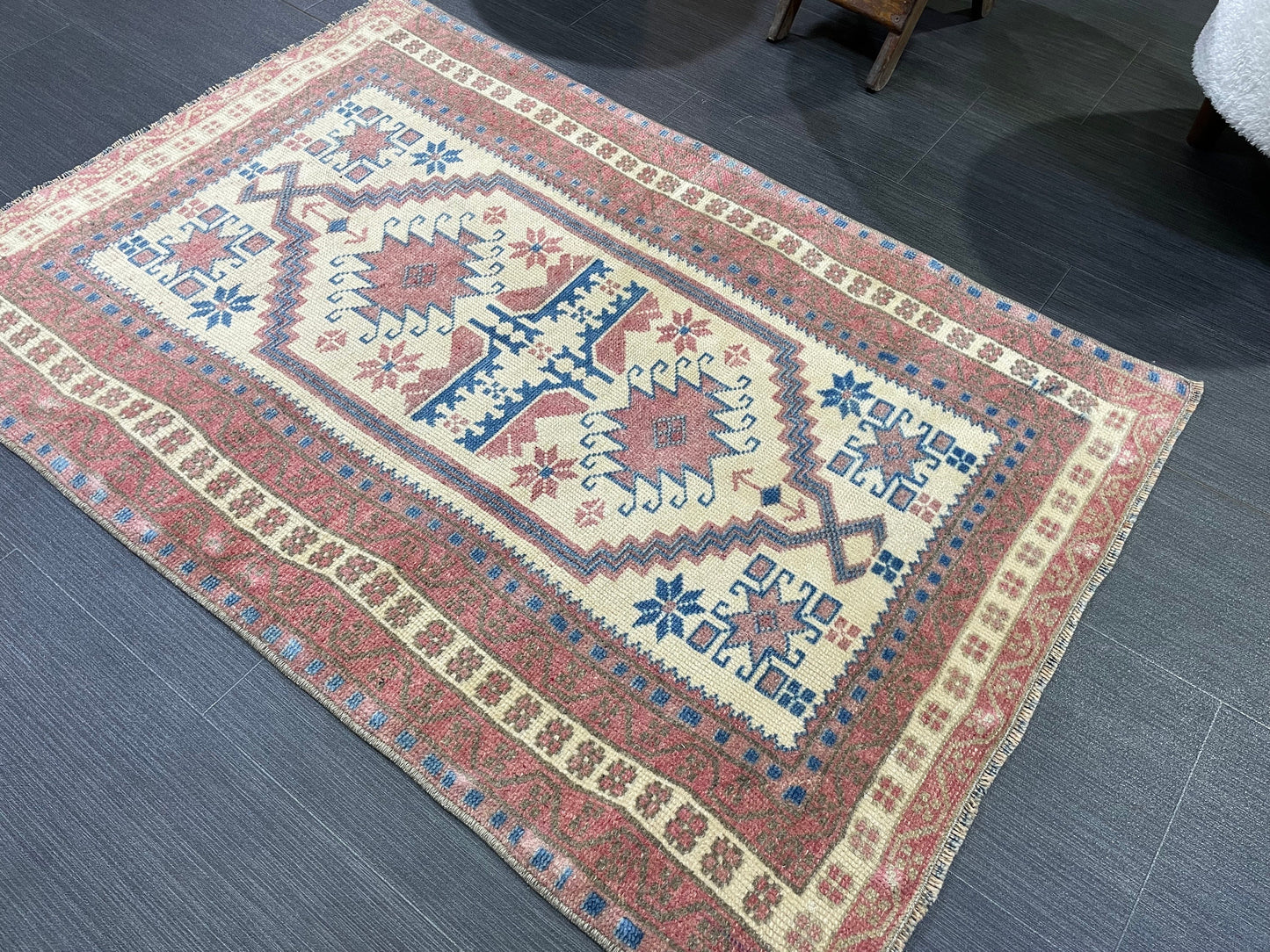 Handmade Rug, Oushak 2.6 x 3.8 Rug, Rustic Rug,Turkish Rug, Farmhouse Rug, Vintage Rug, Wool rug