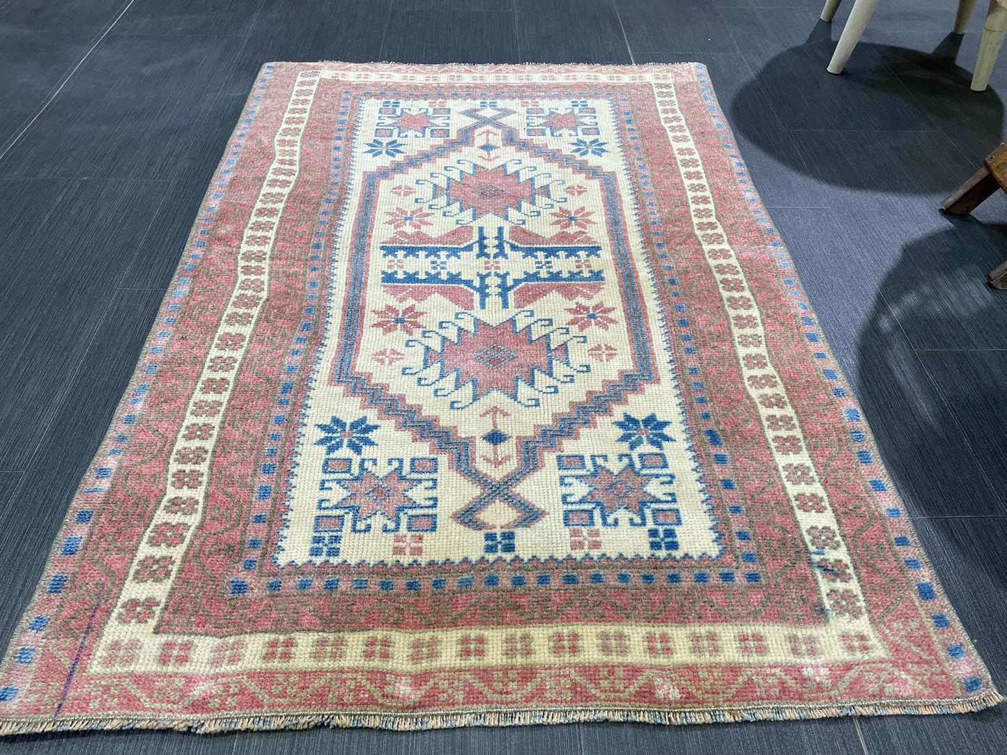 Handmade Rug, Oushak 2.6 x 3.8 Rug, Rustic Rug,Turkish Rug, Farmhouse Rug, Vintage Rug, Wool rug