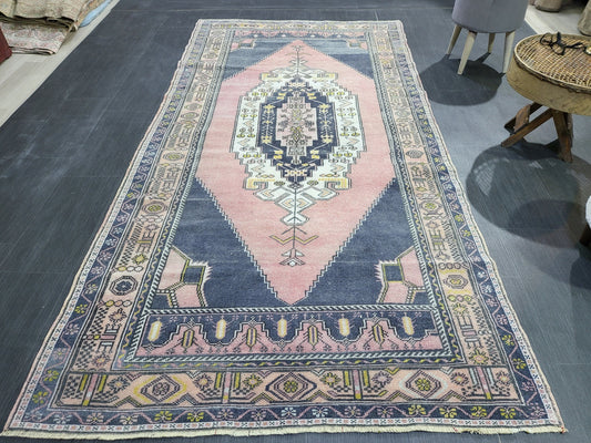 OUSHAK RUG, TURKISH Antique Rug, 4.5 x 8.9 Vintage  Rug, Antique Rug Wool Handknotted Rug,  Hand Made Rugs Vintage Turkish Rug