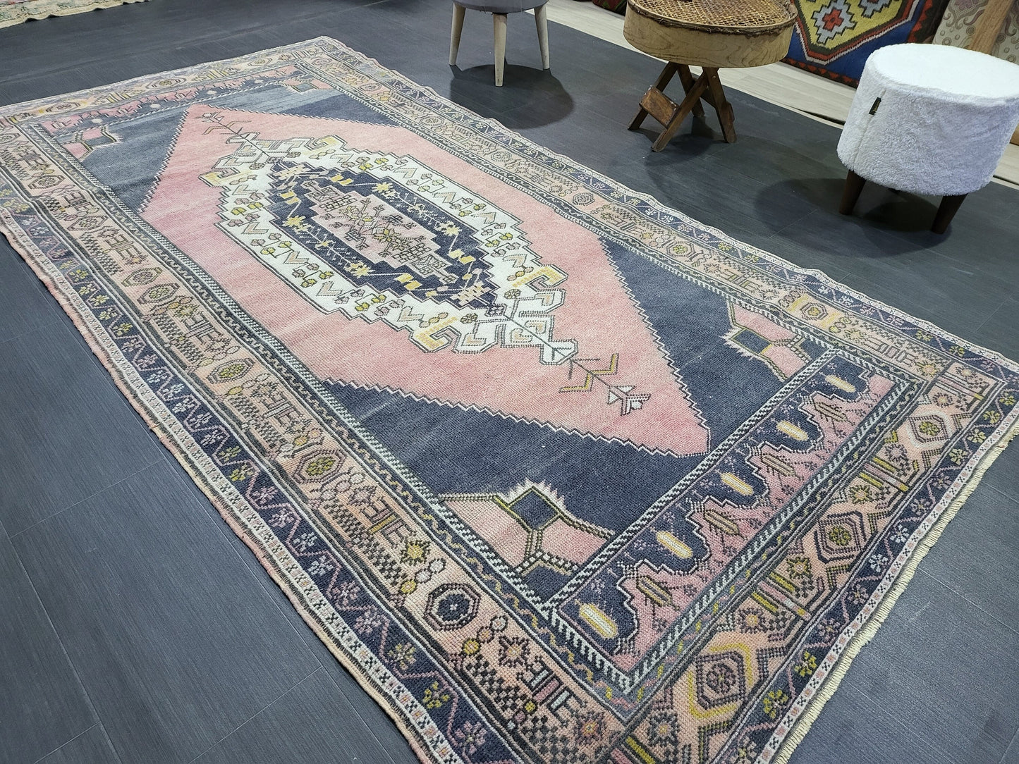 OUSHAK RUG, TURKISH Antique Rug, 4.5 x 8.9 Vintage  Rug, Antique Rug Wool Handknotted Rug,  Hand Made Rugs Vintage Turkish Rug