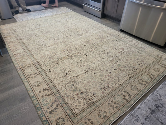 Vintage Rug 6.5 x 9.3 HAND MADE Rug Muted Vintage Turkish Rug Oushak Rug Vintage Oriental Rug, Oushak Rug, Wool Persian Rug