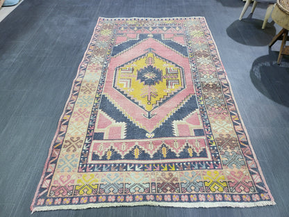 3.6 x 6 Hand Knotted Rug,  Handmade Rug, Oushak Rug,  Natural Wool Rug, Oriental Rug Plush Turkish Rug, Farmhouse Rug, Vintage Persian rug
