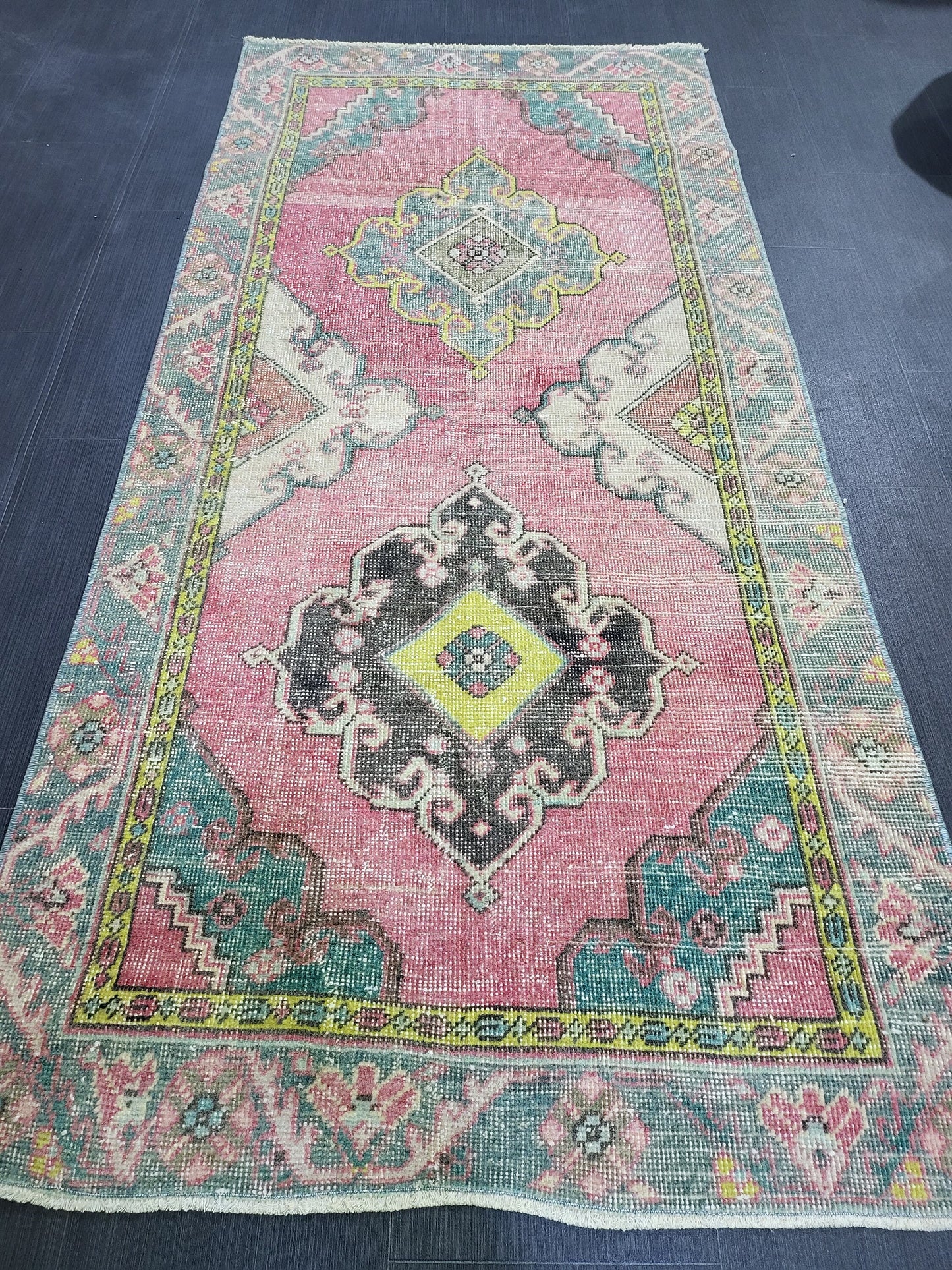 Vintage Rug,  TURKISH 3 x 6.2 HANDMADE Rug, Vintage Turkish Rug, Oushak Rug, Turkish Oushak Rug, Vintage Handknotted Rug, Wool Rug