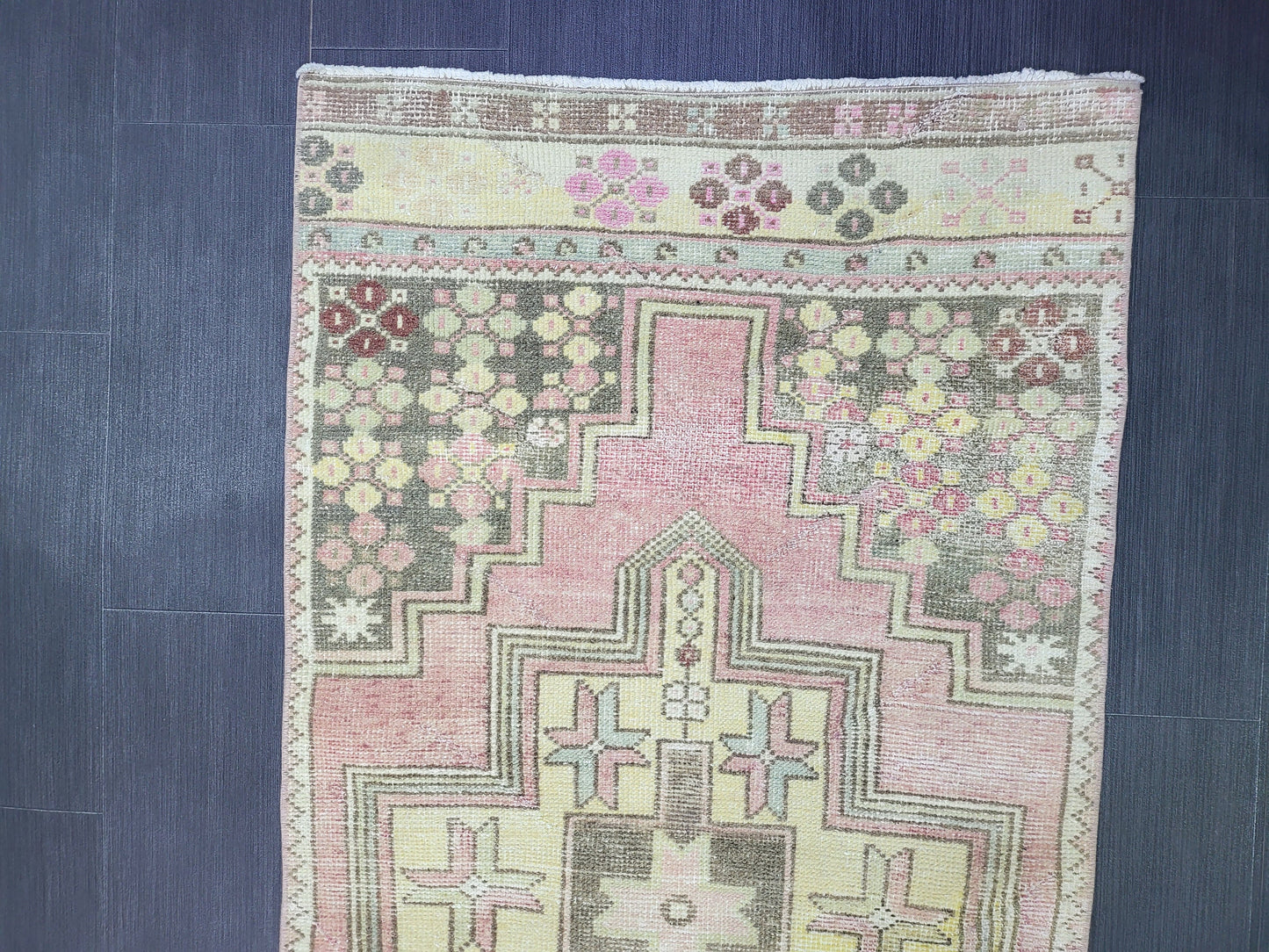 Distressed VINTAGE Rug, Handmade 2.8 x 7.8 Runner Rug, Oushak Rug, Wool Rustic Runner Rug, Antique Runner Rug, Turkish Rug, Short Runner Rug