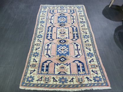 3x5 Vintage Rug,  TURKISH HANDMADE Rug, Vintage Turkish Rug, Oushak Rug, Turkish Oushak Rug, Vintage Handknotted Rug, Wool Rug