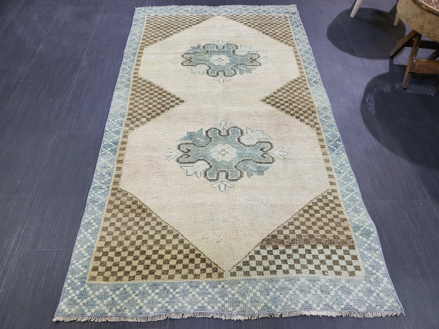 Antique Rug, Vintage 3.3 x 5.8 Rug, Turkish Wool Rug, Oushak Rug, Fine Knotted Rug, Hand Knotted Rug, Persian Rug, Handmade Rug