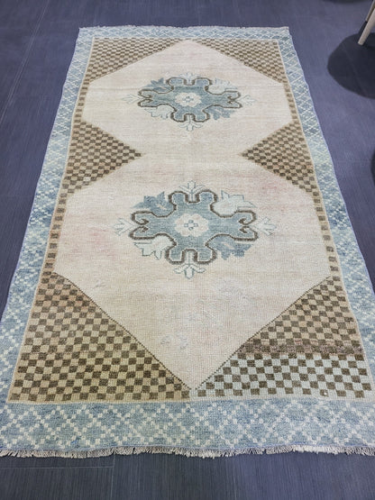 Antique Rug, Vintage 3.3 x 5.8 Rug, Turkish Wool Rug, Oushak Rug, Fine Knotted Rug, Hand Knotted Rug, Persian Rug, Handmade Rug