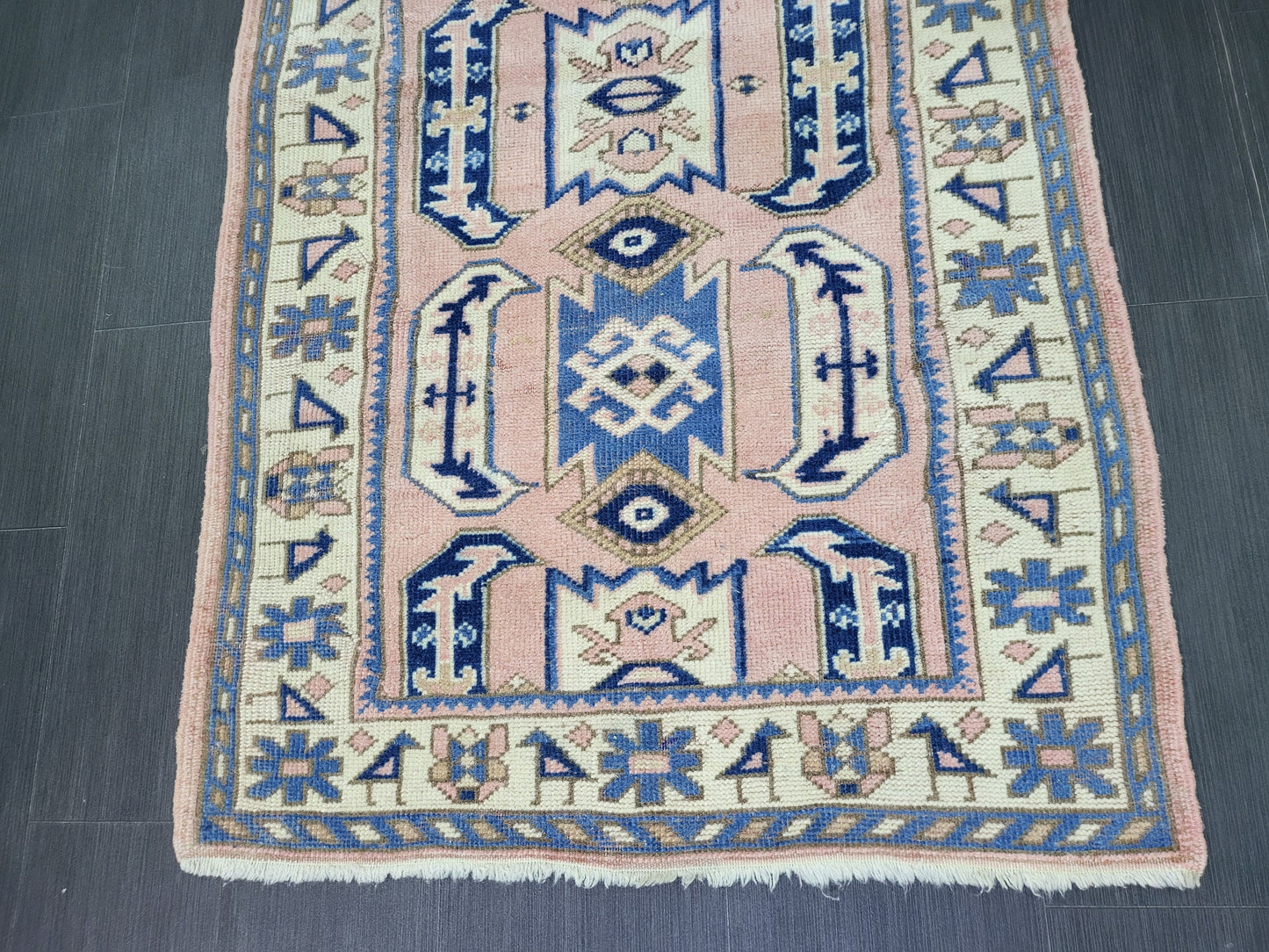 3x5 Vintage Rug,  TURKISH HANDMADE Rug, Vintage Turkish Rug, Oushak Rug, Turkish Oushak Rug, Vintage Handknotted Rug, Wool Rug