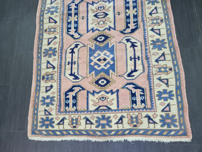 3x5 Vintage Rug,  TURKISH HANDMADE Rug, Vintage Turkish Rug, Oushak Rug, Turkish Oushak Rug, Vintage Handknotted Rug, Wool Rug