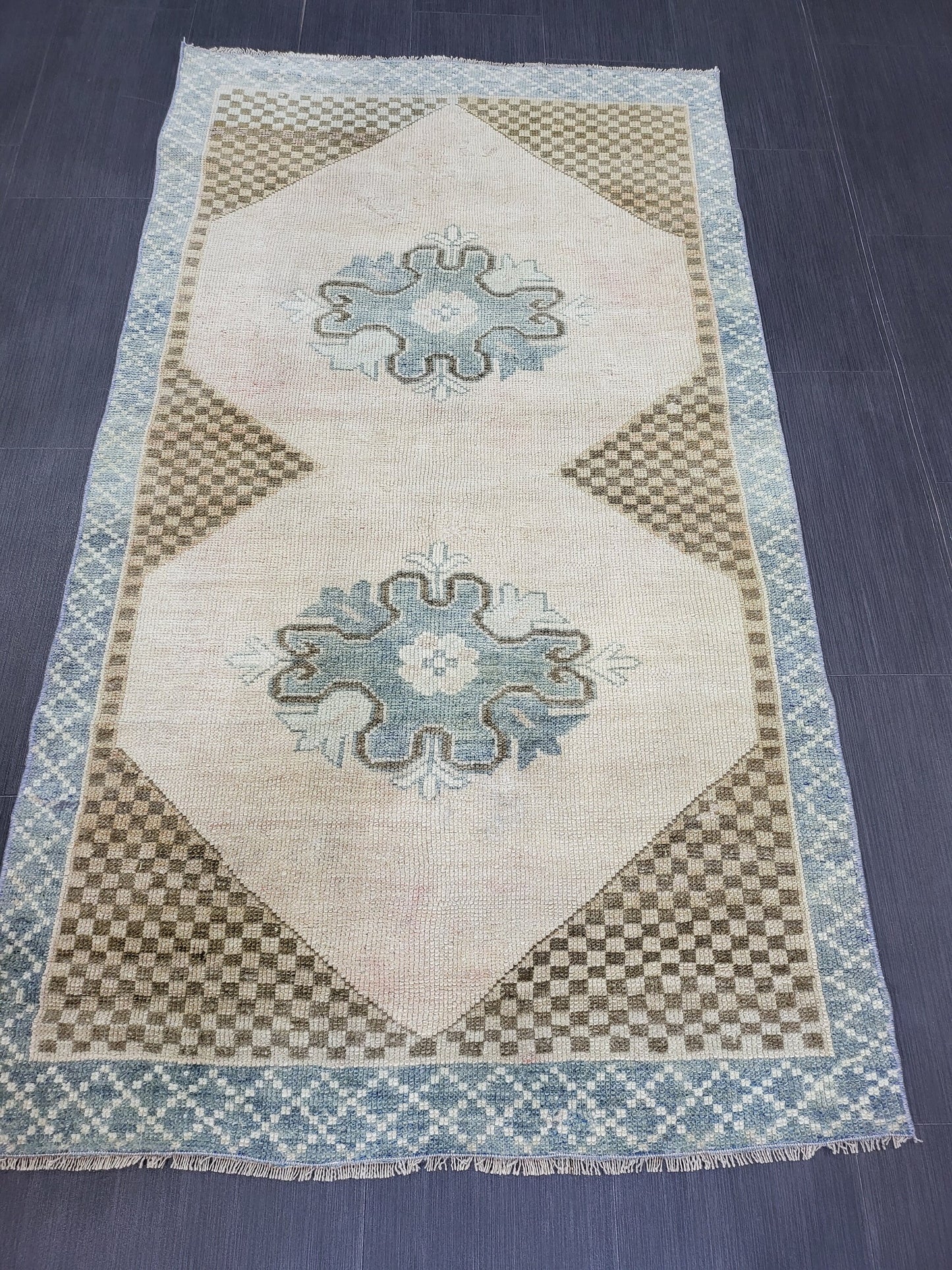 Antique Rug, Vintage 3.3 x 5.8 Rug, Turkish Wool Rug, Oushak Rug, Fine Knotted Rug, Hand Knotted Rug, Persian Rug, Handmade Rug